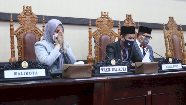 Wakil wali kota Makassar, Fatmawati Rusdi Hadiri Rapat Paripurna di Gedung DPRD Makassar, Jumat (30/04/2021).