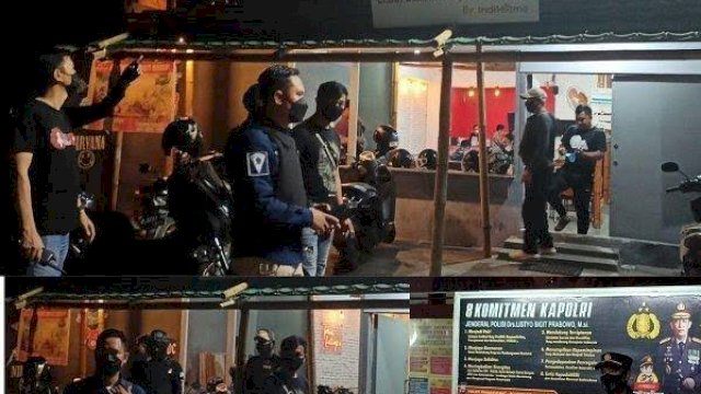 Jajaran Kepolisian Sektor Panakukkang Bubarkan Para Pengunjung Kafe dan Warkop.  (Istimewa).