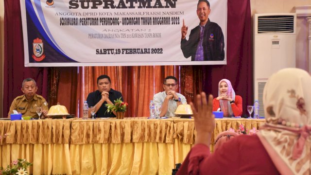 Anggota DPRD Makassar, Supratman sosialisasikan Perda Kawasan Tanpa Rokok (KTR), di Hotel Grand Town