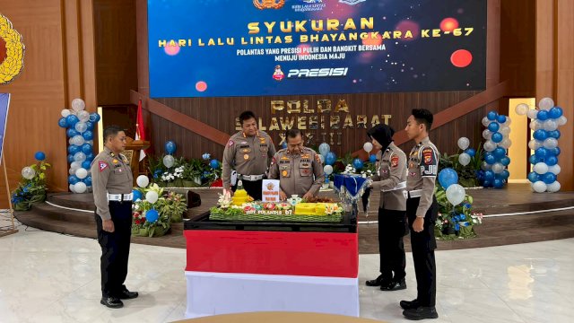 Ditlantas Polda Sulbar Gelar Syukuran HUT Lalu Lintas Bahayangkara ke 67 Dirangkaikan Peluncuran ETLE 