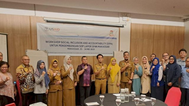 Workshop SIPA pengembangan SOP Lapor SP4N berlangsung di Hotel Ibis yang dibuka Kepala Bappeda Makassar, Helmi Budiman, Selasa (23/5/2023). (Foto: Humas Kominfo Makassar)