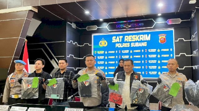 Konferensi pers Polres Subang terkait pengungkapan kematian Hengky Rumba